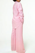 X7845 FLOWER EMBROIDERED TOP / PANT SET (PINK, IVORY)