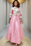 X7756 FLORAL BAND COLLAR TOP