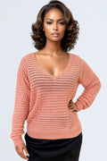5177 KNIT V NECK SWEATER (PEACH, BLK)