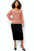 5177 KNIT V NECK SWEATER (PEACH, BLK)