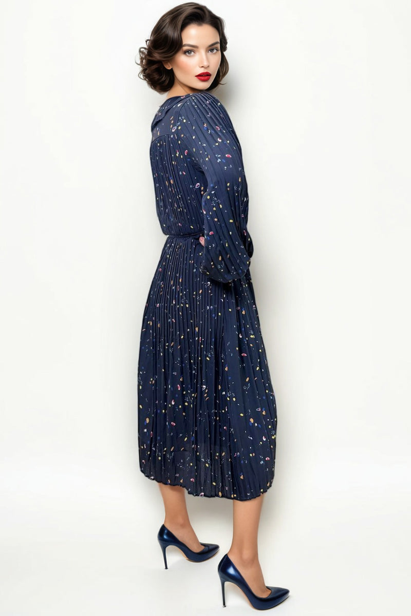 T21105 FLORAL PLEATED DRESS  N by Nancy