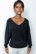 5177 KNIT V NECK SWEATER (PEACH, BLK)