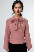 ZL001 DRAWSTRING NECK SWEATER (PINK, WHT, LAV, GRN, BLK)