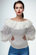 C3501 RUFFLE OFF-SHOULDER TOP (WHT, BLK)