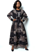 N2503 TONAL SYMMETRY CRINKLED MAXI DRESS