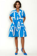 T2536 WAVY STRIPED DRESS (BLK, BLUE)