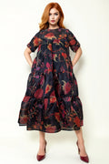T81283A TIERED FIERY GARDEN DRESS