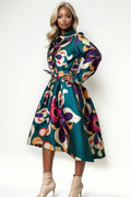S3067 PLEATED HI-LO JACKET DRESS (GRN, BLK)