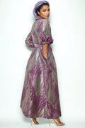 A95130 BROCADE PUFF SLEEVE MAXI DRESS