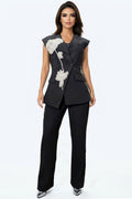 S3096 RHINESTOPNE APPLIQUE TOP / PANT SET (XL, XXL)