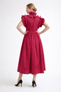 A95053 CHIC RUFFLE-TRIM MIDI DRESS