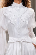 X8078 PEARL EMBELLISHED RUFFLE TOP
