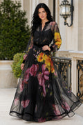 P0258 FLORAL PRINT ORGANZA MAXI DRESS