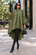 S8633 GROMMET DETAIL HI-LOW MINI DRESS (BLK, OLV)