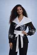X7211 CONTRAST COLLAR WRAP TOP