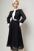 X7817 PLEATED BELTED DRESS (XS, XXL)