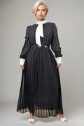 X7817 PLEATED BELTED DRESS (XS, XXL)