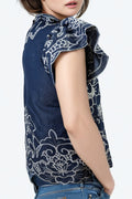 W5723 EMBROIDERED EYELET TOP
