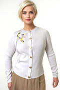 LS63039 ROUND NECK CARDIGAN SWEATER (WHT, BLK)