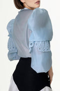 W5897 PUFF SLEEVE LACE TOP (S, XL)