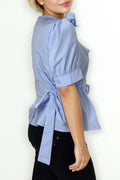 T81122T DRAWSTRING BOW TIE TOP (PINK, WHT, BLUE)