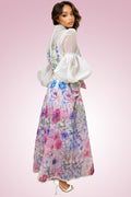 X7617A FLORAL PUFF SLEEVE DRESS