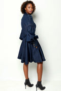 W5919 PUFF SLEEVE SKATER DRESS(S,ONLY)