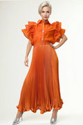 X7892 PLEATED SKIRT (PINK, ORANGE, WHT)