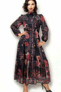 GF1119 TIERED NECKTIE MAXI DRESS