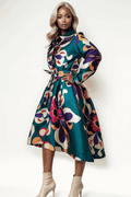 S3067 PLEATED HI-LO JACKET DRESS (GRN, BLK)
