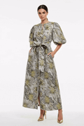 A95137 BROCADE BUTTON DOWN MAXI DRESS