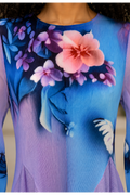 NY0069 BUTTERFLY PLEATED CRINKLE MAXI DRESS