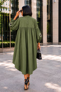 S8633 GROMMET DETAIL HI-LOW MINI DRESS (BLK, OLV)