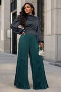 NY0013 PALAZZO PLEATED PANTS (GRN, CML)