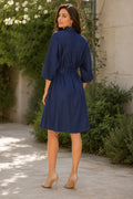 GF1723 BELTED FLOWER GEMSTONE PEARL DRESS