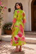 N2632 WATER COLOR FLORAL CRINKLE MAXI DRESS