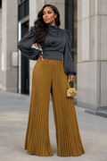 NY0013 PALAZZO PLEATED PANTS (GRN, CML)