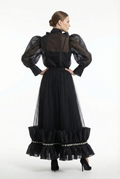 C3559 BEADED TRIM RUFFLE SKIRT