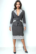 T2616AB LACE ACCENT JACKET/ SKIRT SET
