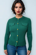 LS65003 ROUND NECK CARDIGAN SWEATER (PINK, GRN)