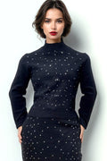 SY004A RHINESTONE CREW NECK SWEATER