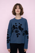JS0021 FLORAL SLEEVE KNIT SWEATER