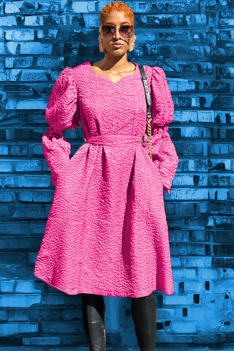 T1866 DRESS (BEIGE, PINK, BLK)