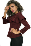 W707 LONG SLEEVE RUFFLE TOP