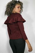 W707 LONG SLEEVE RUFFLE TOP