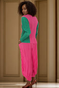 X7398 2 TONE CRINKLED PANT SET