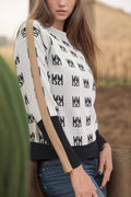 LS62056 COLOR STRIP SWEATER (OFF WHT, BLK)