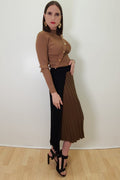 F1029 LAYERED KNIT SKIRT (GRAY, KHAKI)