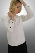 SK23015 TEXTURED SWEATER (WHT, PINK, BLUE)