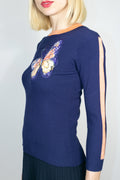 SH2023 SWEATER TOP (NAVY, LT. BLUE) - N by Nancy